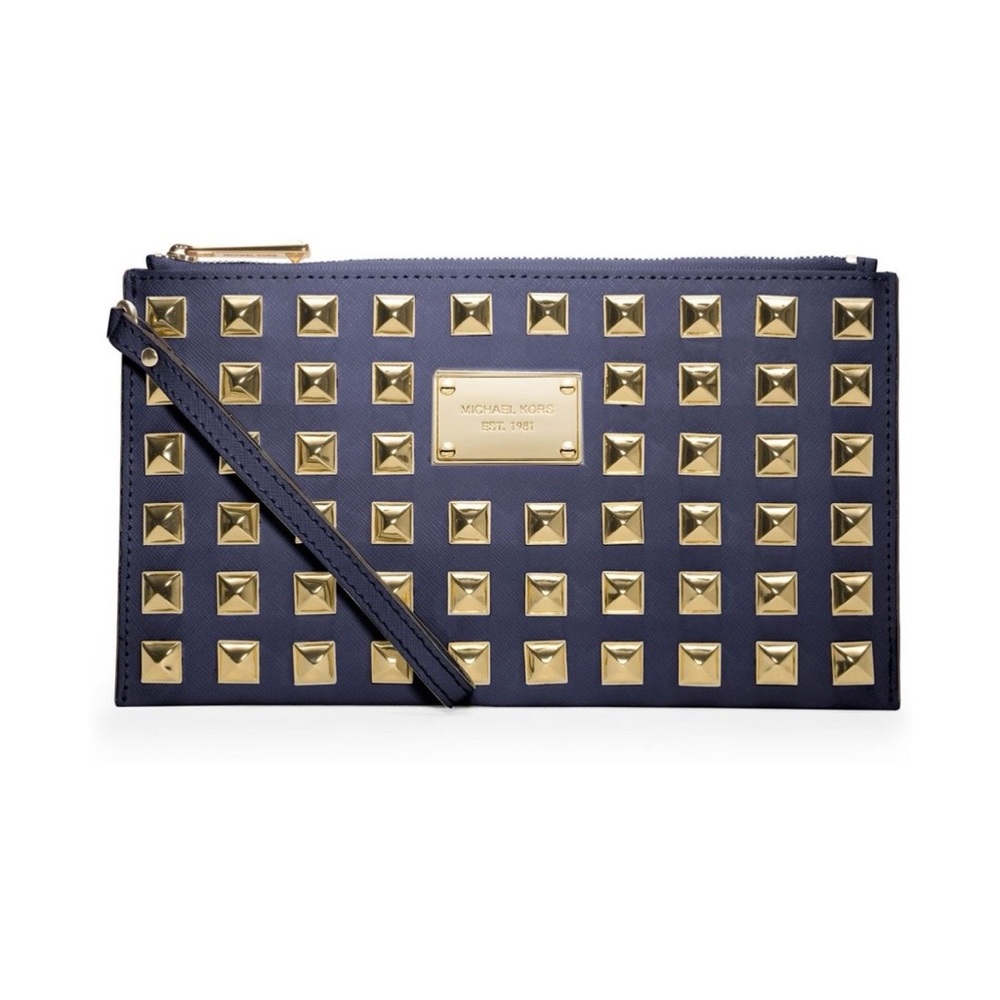 Michael Kors Navy Gold Stud Clutch